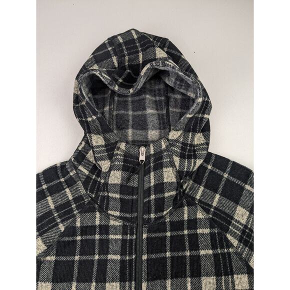 The North Face Women's Cresent 1/4 Zip Hooded Black & Cream Plaid Pullover XL - Picture 6 of 7